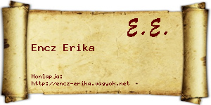 Encz Erika névjegykártya